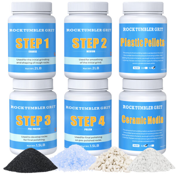Rock Tumbler Grit and Polish Refill Kit - 6 Pounds.